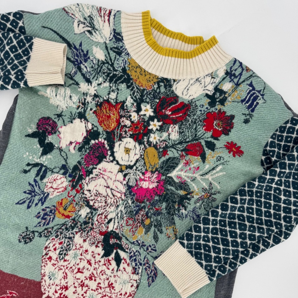 Aldo Martins Floral Geometric Mixed Print Wool Blend Sweater Mens Medium Spain